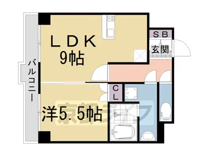近鉄京都線 大久保駅(京都) 徒歩10分 5階建 築33年(1LDK/4階)の間取り写真