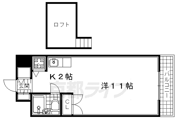 近鉄京都線 向島駅 徒歩5分 4階建 築35年(1K/4階)の間取り写真