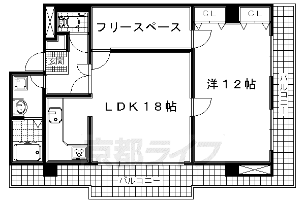 近鉄京都線 小倉駅(京都) 徒歩2分 5階建 築36年(1LDK/4階)の間取り写真