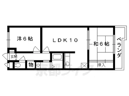 近鉄京都線 上鳥羽口駅 徒歩13分 7階建 築38年(2LDK/3階)の間取り写真