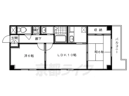 レジデンス鳥羽(2LDK/7階)の間取り写真