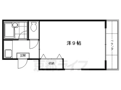 近鉄京都線 竹田駅(京都) 徒歩9分 4階建 築55年(1K/1階)の間取り写真