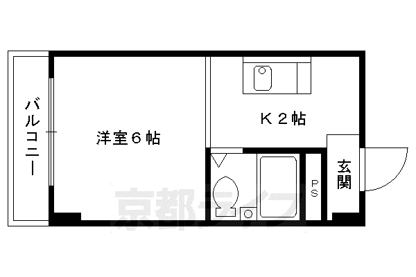 京阪電気鉄道京阪線 丹波橋駅 徒歩19分 5階建 築38年(1K/4階)の間取り写真