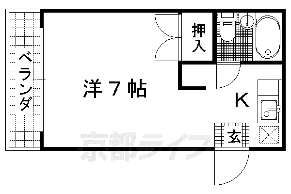 京阪電気鉄道京阪線 中書島駅 徒歩4分 4階建 築38年(1K/3階)の間取り写真