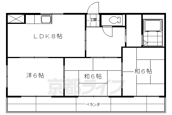 エクセレント墨染(3LDK/6階)の間取り写真