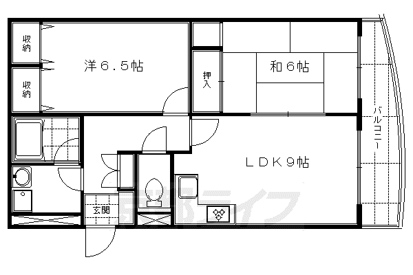 京都市烏丸線 竹田駅(京都) 徒歩7分 6階建 築32年(2LDK/4階)の間取り写真