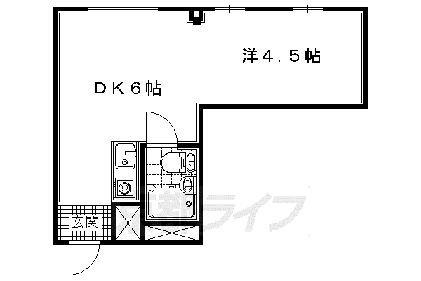 近鉄京都線 小倉駅(京都) 徒歩10分 4階建 築57年(1DK/2階)の間取り写真