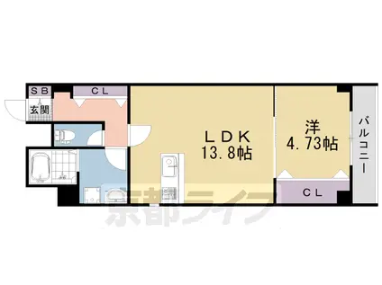 阪急電鉄京都線 西院駅(阪急) 徒歩6分 5階建 築1年(1LDK/2階)の間取り写真