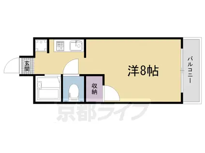 近鉄京都線 大久保駅(京都) 徒歩5分 3階建 築39年(1K/2階)の間取り写真