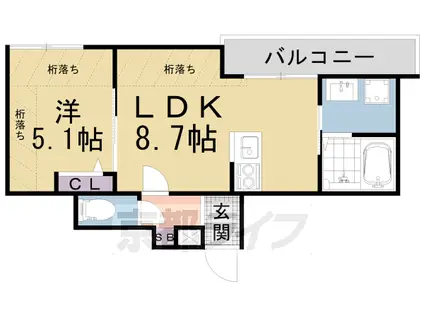 京都市東西線 御陵駅 徒歩12分 3階建 築1年(1LDK/3階)の間取り写真