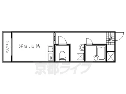 京阪電気鉄道京阪線 伏見桃山駅 徒歩5分 6階建 築39年(1K/2階)の間取り写真
