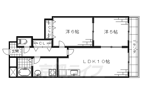 京阪電気鉄道京阪線 藤森駅 徒歩2分 6階建 築34年(2LDK/3階)の間取り写真