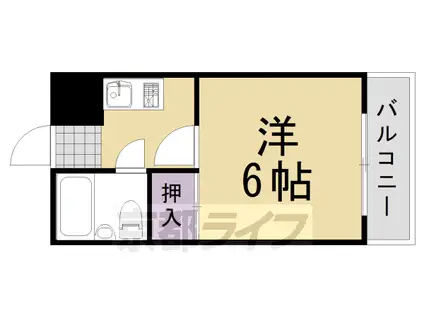 阪急電鉄京都線 桂駅 徒歩15分 6階建 築40年(1K/6階)の間取り写真