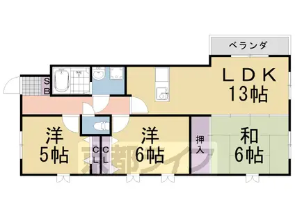 阪急電鉄京都線 桂駅 徒歩30分 6階建 築32年(3LDK/3階)の間取り写真