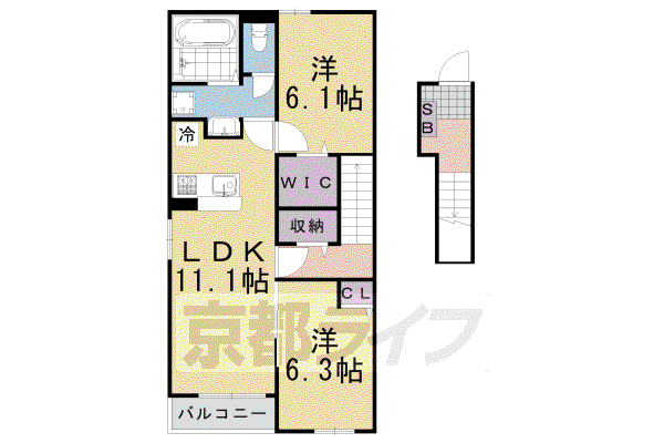 アルディエンテ栄町(2LDK/2階)の間取り写真