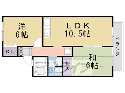阪急電鉄嵐山線 上桂駅 徒歩10分 2階建 築31年(2LDK/2階)の間取り写真