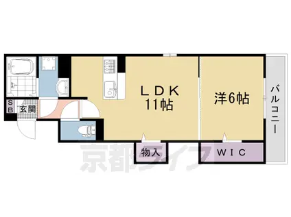 阪急電鉄京都線 西京極駅 徒歩15分 3階建 築1年(1LDK/1階)の間取り写真
