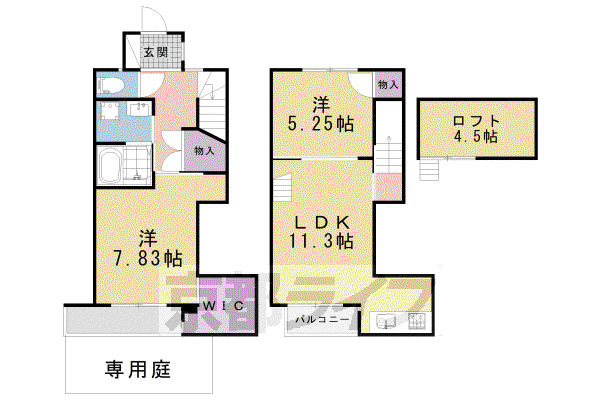叡山電鉄 岩倉駅(京都) 徒歩10分 2階建 築2年(2LDK/1階)の間取り写真