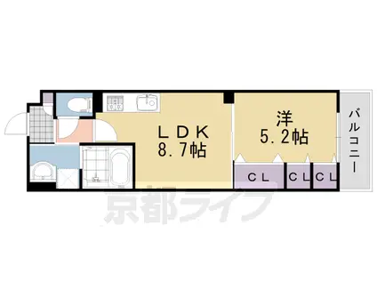 阪急電鉄京都線 西向日駅 徒歩8分 3階建 築1年(1LDK/3階)の間取り写真