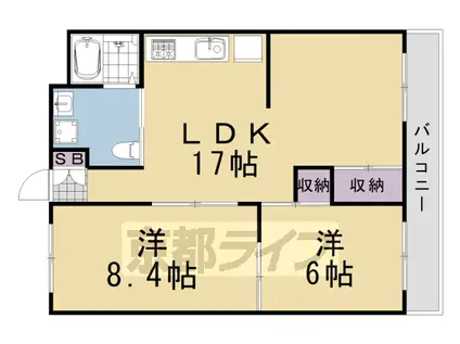 エバーグリーン嵐山(2LDK/1階)の間取り写真
