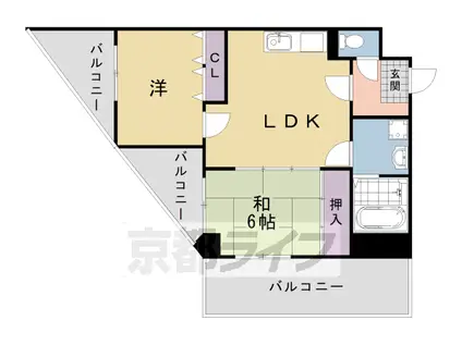 阪急電鉄京都線 桂駅 徒歩26分 6階建 築35年(2DK/4階)の間取り写真