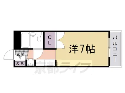 山陰本線 嵯峨嵐山駅 徒歩5分 3階建 築43年(1K/3階)の間取り写真