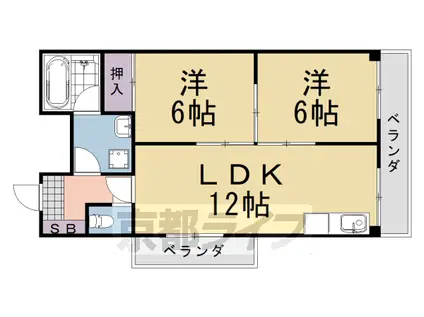 第21長栄コーポ小山(2LDK/4階)の間取り写真