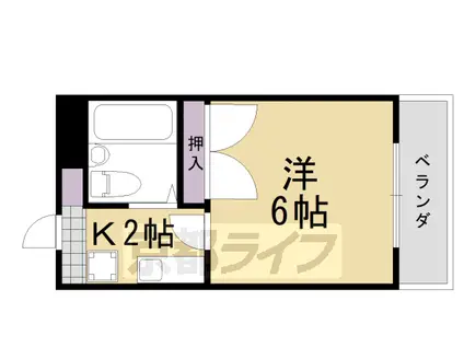 阪急電鉄京都線 桂駅 徒歩14分 4階建 築37年(1K/2階)の間取り写真