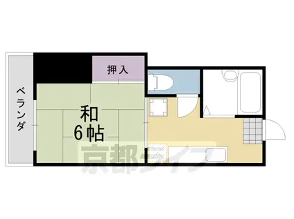 阪急電鉄京都線 桂駅 徒歩9分 2階建 築39年(1K/1階)の間取り写真