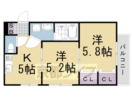 松山サザンクロス(2DK/3階)の間取り写真