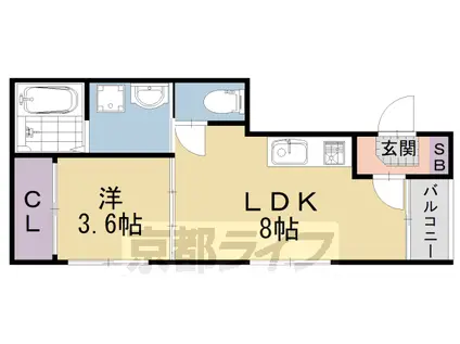京阪電気鉄道京阪線 藤森駅 徒歩4分 3階建 築2年(1LDK/1階)の間取り写真