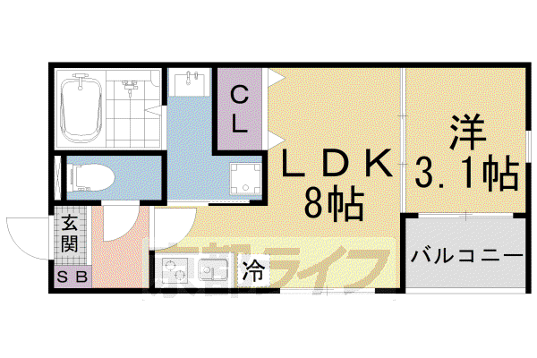 KRAM椥辻(1LDK/2階)の間取り写真