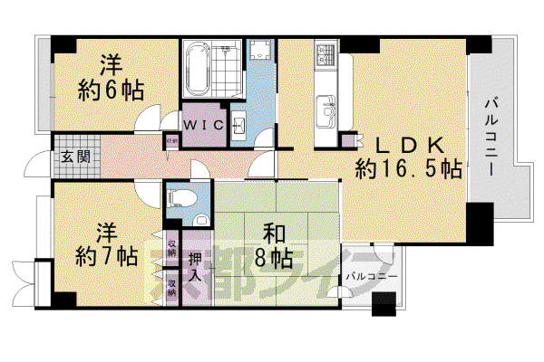 阪急電鉄嵐山線 松尾大社駅 徒歩68分 5階建 築36年(3LDK/2階)の間取り写真