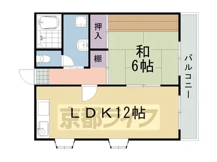 阪急電鉄嵐山線 上桂駅 徒歩12分 3階建 築38年(1LDK/3階)の間取り写真