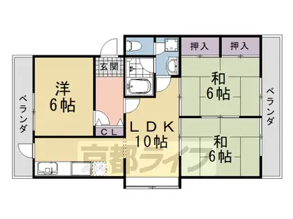シャルムロイヤルマンション(3LDK/2階)の間取り写真