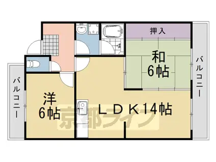 シャンポール蘭(2LDK/2階)の間取り写真
