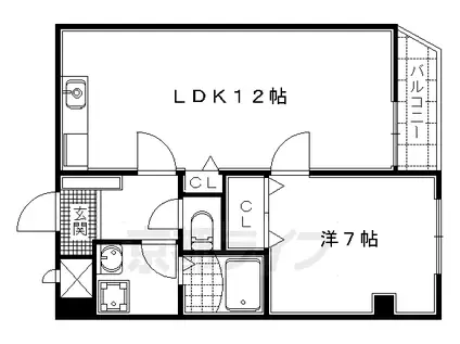 阪急電鉄嵐山線 松尾大社駅 徒歩5分 3階建 築34年(1LDK/3階)の間取り写真