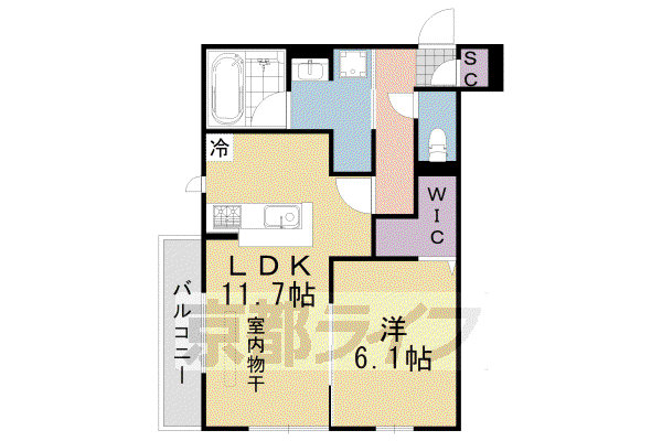 HERMANOS DEL ESPACIO(1LDK/1階)の間取り写真