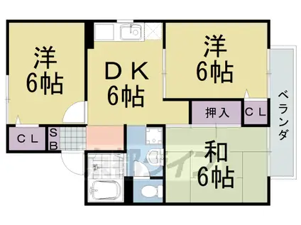 阪急電鉄京都線 桂駅 徒歩13分 2階建 築33年(3DK/1階)の間取り写真