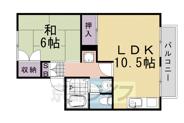 阪急電鉄京都線 桂駅 徒歩15分 2階建 築31年(1LDK/2階)の間取り写真