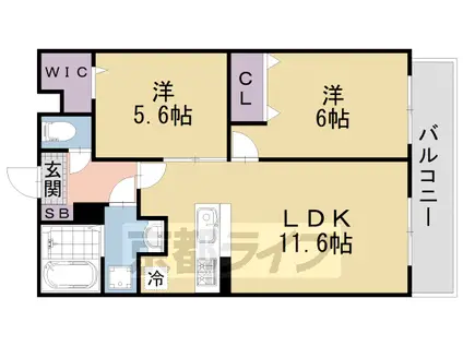 京阪電気鉄道京阪線 藤森駅 徒歩1分 5階建 築1年(2LDK/4階)の間取り写真