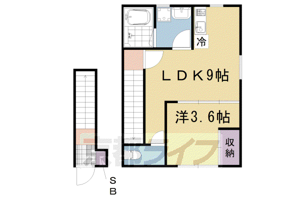 LAND桂(1LDK/2階)の間取り写真