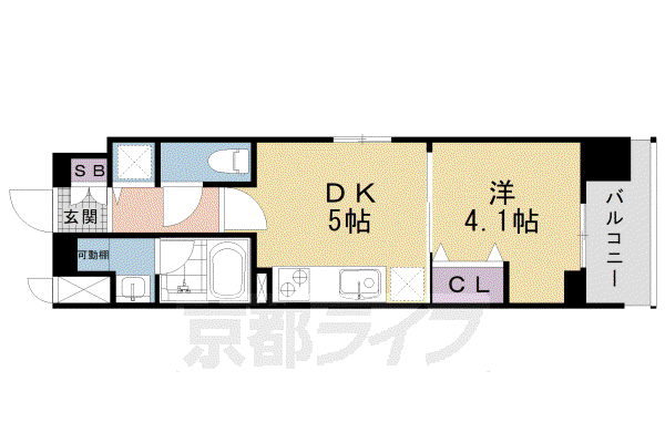 東海道本線 西大路駅 徒歩15分 10階建 築2年(1DK/8階)の間取り写真
