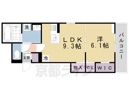 京都市烏丸線 北大路駅 徒歩23分 3階建 築1年(1LDK/3階)の間取り写真