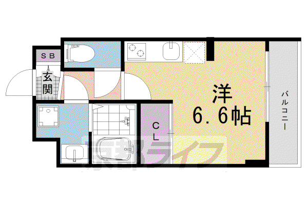 近鉄京都線 東寺駅 徒歩13分 5階建 築2年(ワンルーム/4階)の間取り写真