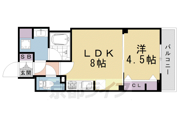 ベラジオ雅び東寺ウエスト(1LDK/2階)の間取り写真