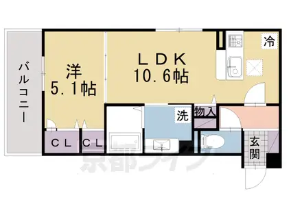 VOGUE京都桂(1LDK/1階)の間取り写真
