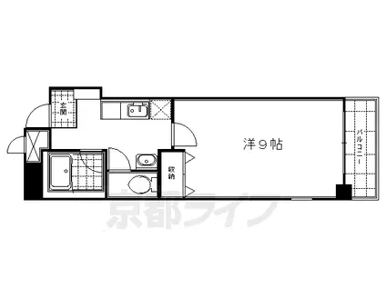 京都市烏丸線 烏丸御池駅 徒歩2分 8階建 築23年(1K/5階)の間取り写真