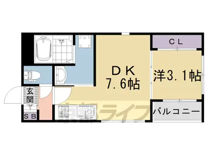 山陰本線 花園駅(京都) 徒歩7分 3階建 築2年(1DK/2階)の間取り写真