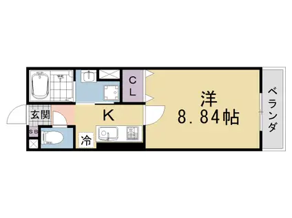 阪急電鉄嵐山線 上桂駅 徒歩6分 2階建 築4年(1K/1階)の間取り写真
